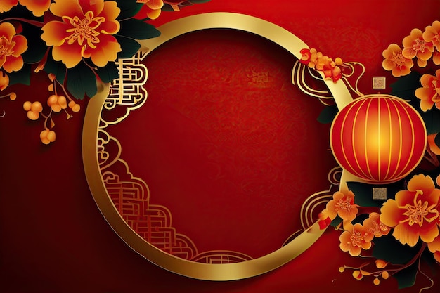 Chinesischer Neujahrshintergrund mit Kopierraum-Attrappe, roter Hintergrund, China-Feiertag, generative KI