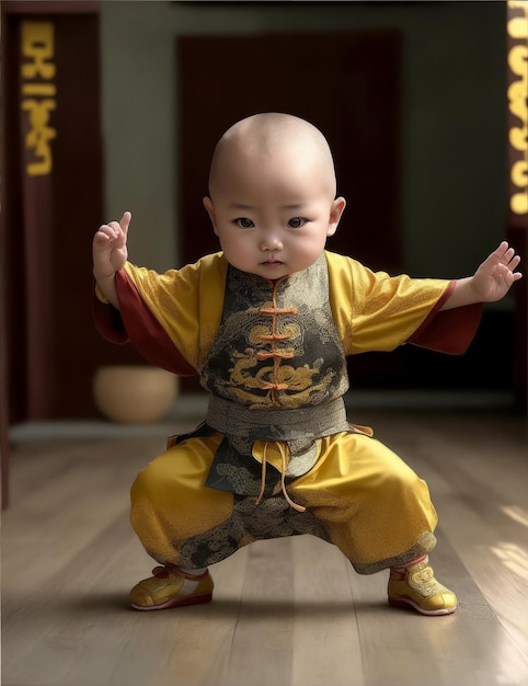 Chinesisches Baby spielt chinesisches Kung-Fu