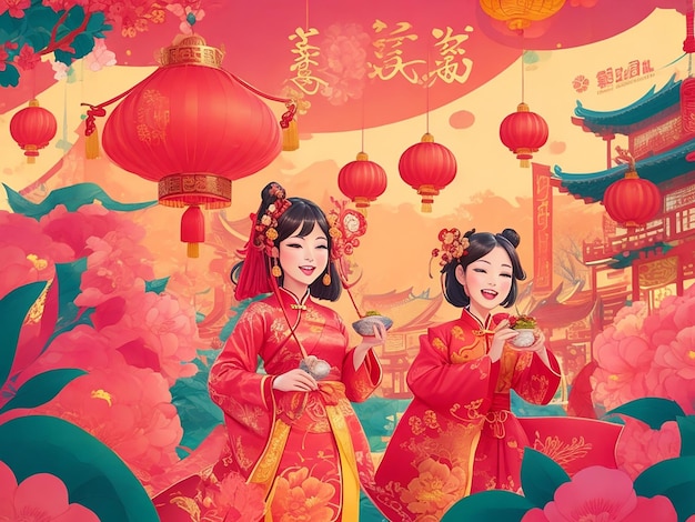 Chinesisches Neujahr Cartoon-Illustration