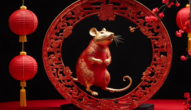 Chinesisches Neujahr chinesisches Sternzeichen Tier Ratte Hintergrund 3D Chinesisches Neujahr Hintergrund Tapete