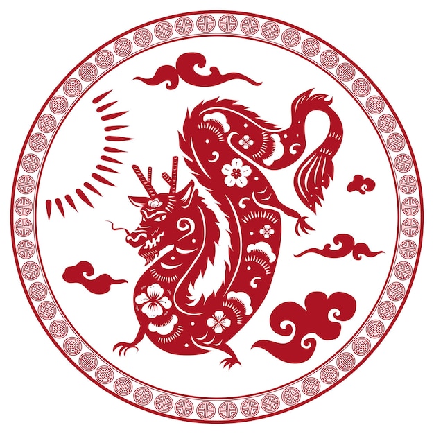 Chinesisches Neujahr Drachen png Abzeichen rotes Tier Sternzeichen