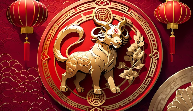 Chinesisches Neujahr Hintergrund-Illustration Glückliches chinesische Neujahr Chinesische Neujährungsillustration