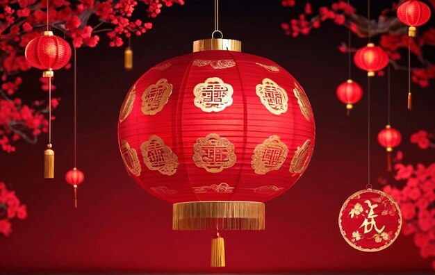 Chinesisches Neujahr Papierstil mit hängendem Luxusornament