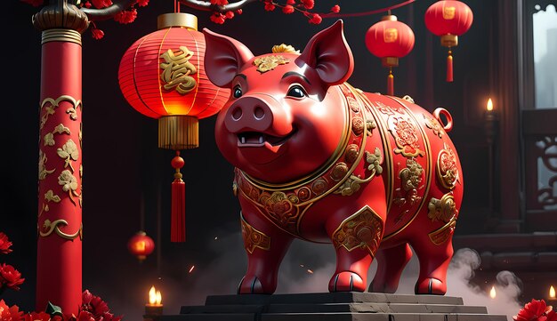 Chinesisches Neujahr Schwein Chinesische Neujahr Zodiac Zeichen Schwein Chinese Neujahr Hintergrund Tapeten