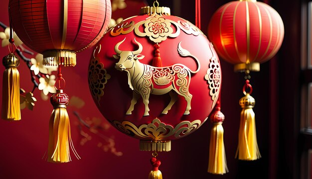 Chinesisches Neujahrs-Hintergrundbild Glückliches chinesische Neujahr Chinesisches Neujahr 3D-Illustration