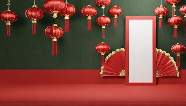 chinesisches Neujahrs-Mockup-Hintergrund mit Kopierraum KI generiert