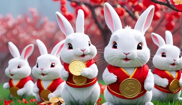 Chinesisches Neujahrskaninchen Chinesische Neujahrszodiac-Zeichen Kaninchen chinesischer Neujahrshintergrund
