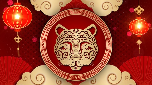 Chinesisches sternzeichen tiger 2022 chinesischer neujahrsfest-hintergrund