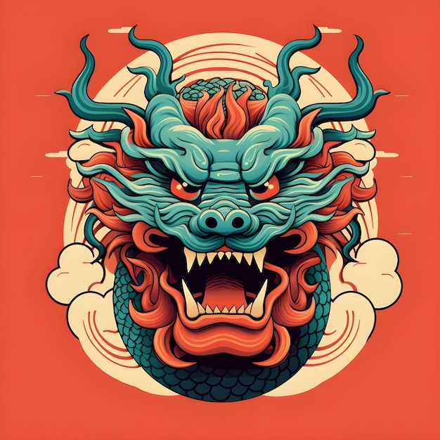 Foto chinesisches symbol des tier-zodiac-drachen-ikonen für das lunar-neujahr in farbenfroher digital art-illustration
