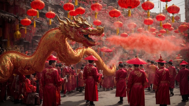 Los chinos celebran el año nuevo del dragón.