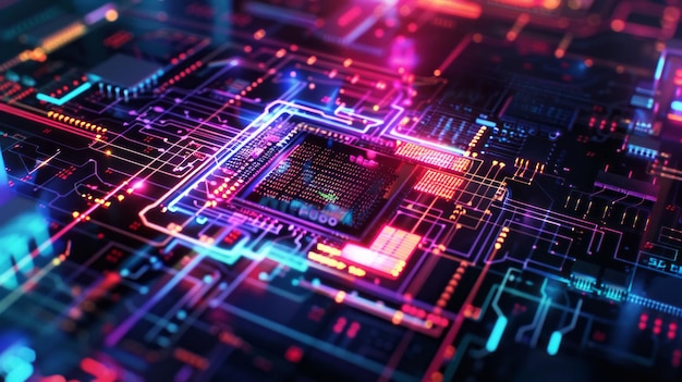 Foto un chip de computadora con un diseño colorido