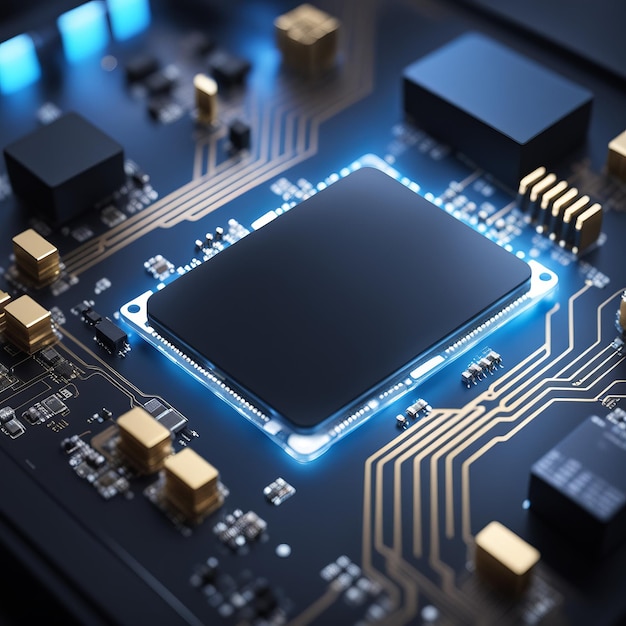 chip de computadora con microcircuito de renderización 3D