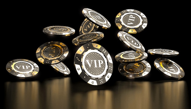 Chip de cassino vip dourado 3d