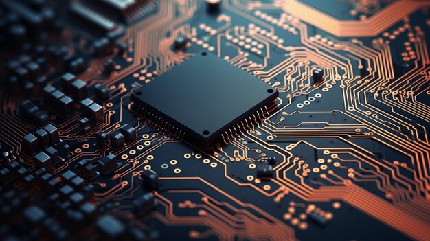 Chip de computador no microcircuito da placa-mãe