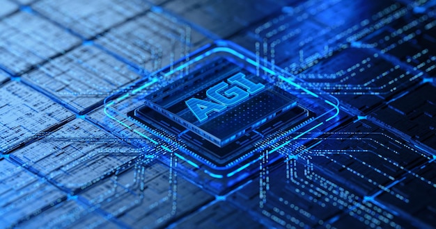 Chip de inteligencia general artificial Agi en la placa de circuitos