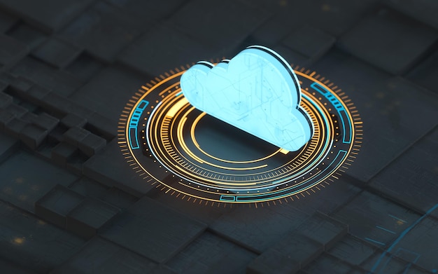 Chip- und Cloud-Computing-Thema der Wissenschaft und Technologie 3D-Rendering