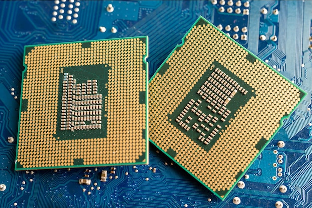 Chip de unidad de procesador central de CPU Chip en placa de circuito en PC y tecnología de computadora portátil