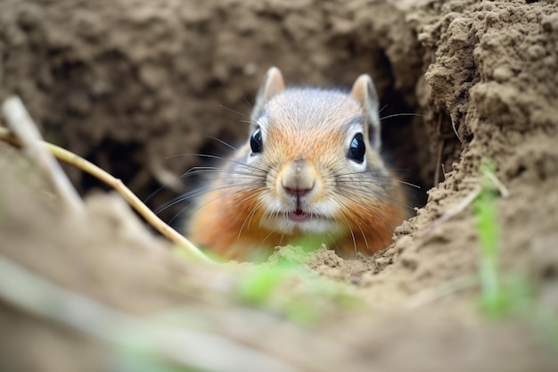 Chipmunk entrando na toca com uma bolinha na boca