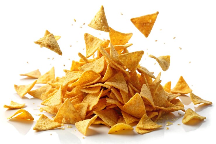 Foto chips aislados sobre un fondo blanco