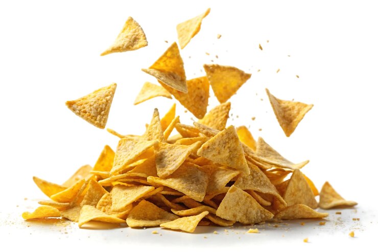 Foto chips aislados sobre un fondo blanco