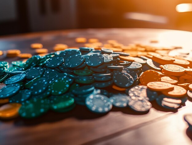 Chips de casino en primer plano