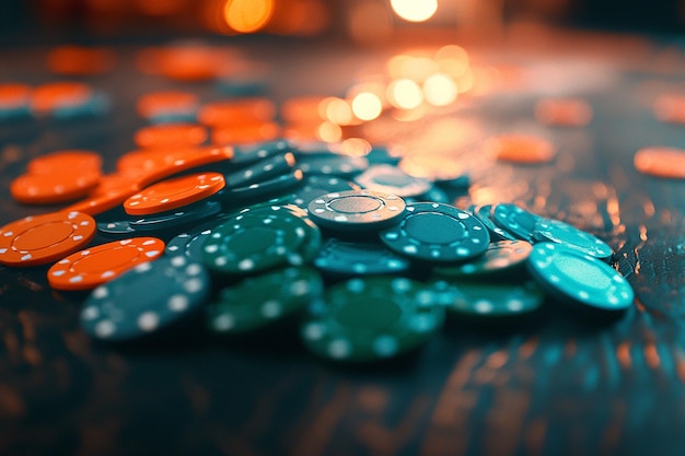 Chips de casino en primer plano