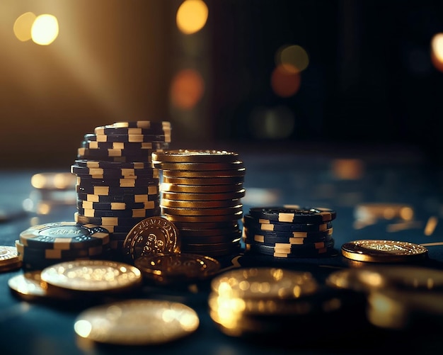Chips de casino en primer plano