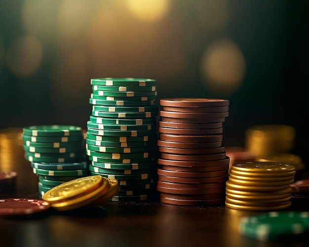 Chips de casino en primer plano