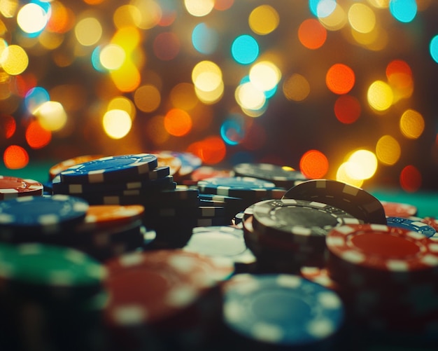 Chips de casino en primer plano
