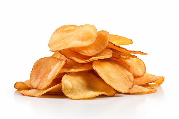 Chips de batata isolados em fundo branco