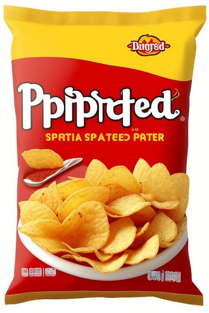 Foto chips de batata ondulados e crocantes com pacote realista 3d vectorpromo poster com refeições onduladas crocantes