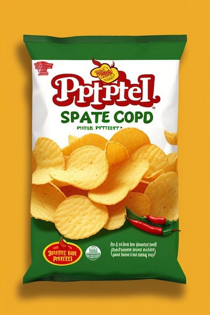 Foto chips de batata ondulados e crocantes com pacote realista 3d vectorpromo poster com refeições onduladas crocantes