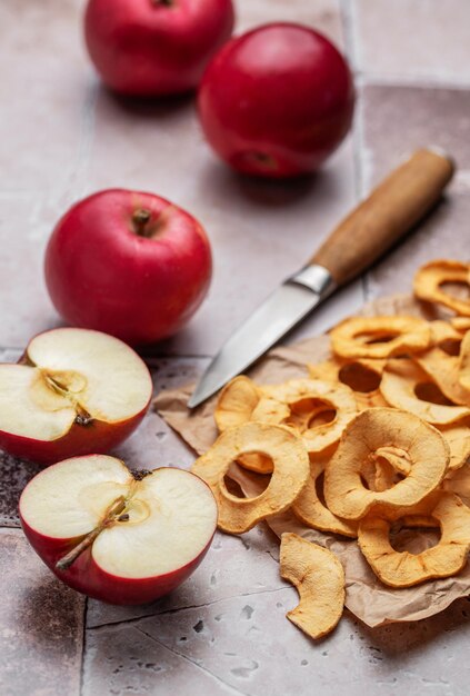 Chips de maçã secos