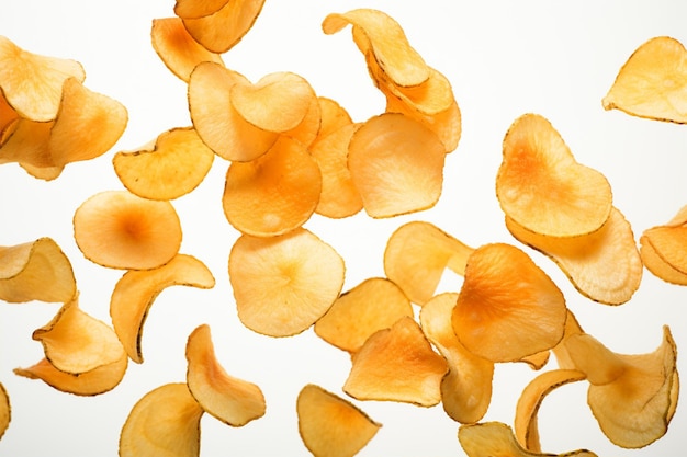 Chips de patatas vibrantes esparcidas