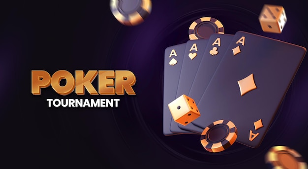 Chips de póquer voladores y dados de fichas 3D Fondo de casino Juego de cartas de juego Texto de casino