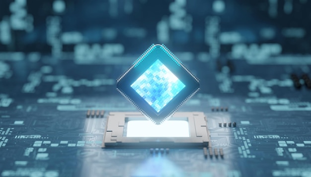 Foto chipset auf leiterplatten für das 3d-rendering in der halbleiterindustrie
