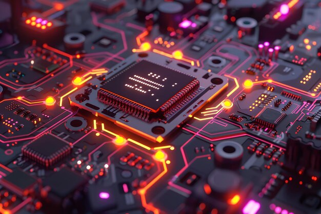 Chipset de inteligencia artificial de tecnología de vanguardia en un concepto de placa de circuitos
