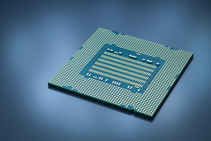 Foto chipset de renderizado 3d para la fabricación de semiconductores