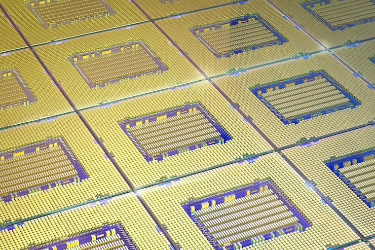 Foto chipset de renderizado 3d para la fabricación de semiconductores