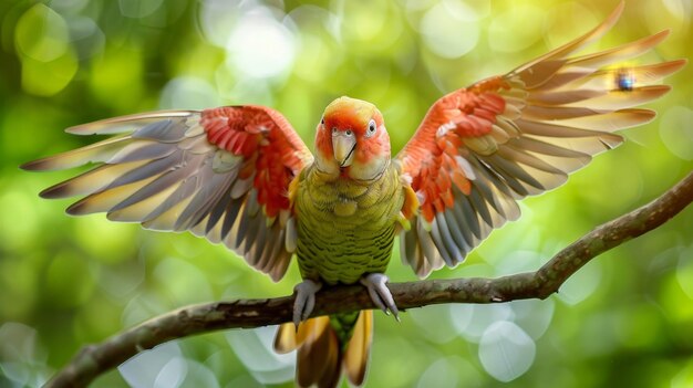 Chirpy Vogel mit übergroßen Flügeln KI-generierte Illustration