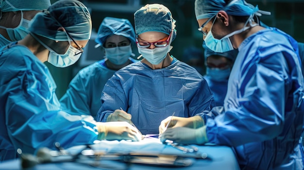 Foto chirurgen, die im operationssaal operieren, ein umfassender blick