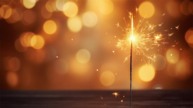 Foto una chispa ardiente en el fondo de bokeh concepto de año nuevo