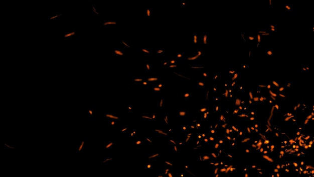 Chispas voladoras de fuego Fondo claro abstracto de partículas Chispas rojas Representación 3D