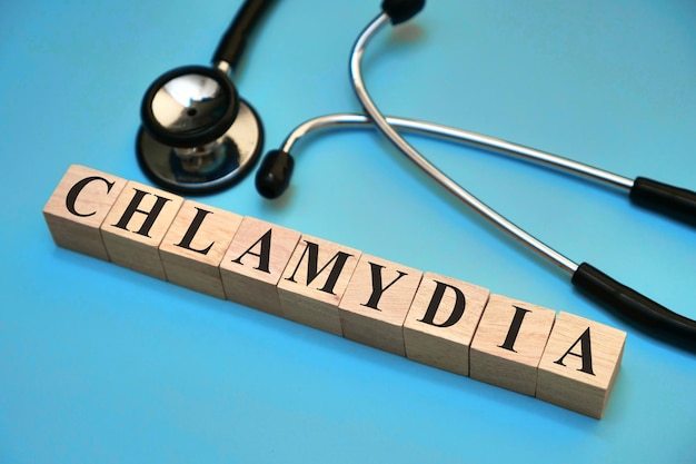 Chlamydia palavras de texto tipografia escrita com letras de madeira saúde e conceito médico