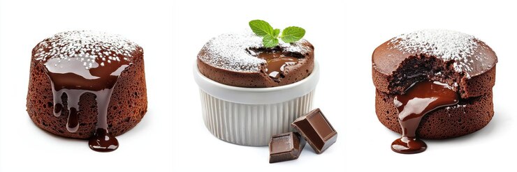 Cho te souffle decadente con centro fundido adornado con hojas de menta