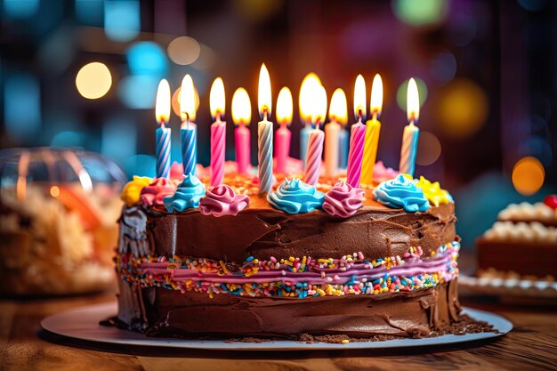Chocholate goteando pastel de feliz cumpleaños IA generativa