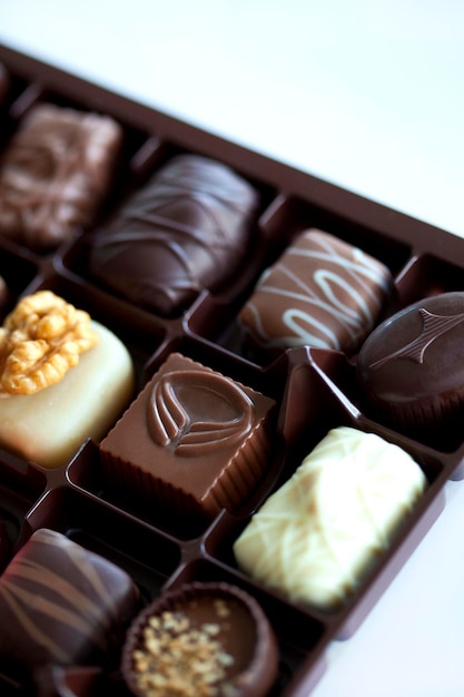 Foto chocolate belga en caja