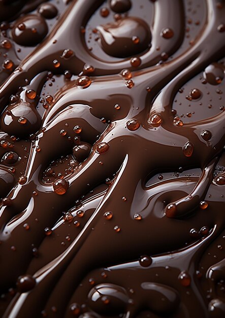 chocolate coberto com gotas de água numa superfície escura