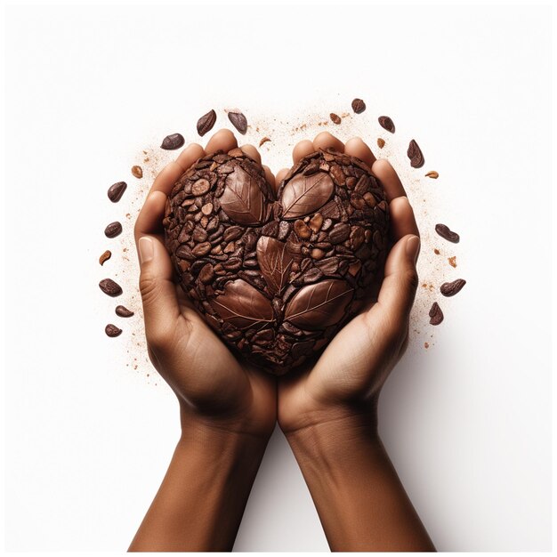 Chocolate coração salpico chocolate líquido na forma de um coração de amor generativo ai