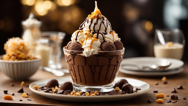 Chocolate decadente e sorvete de caramelo
